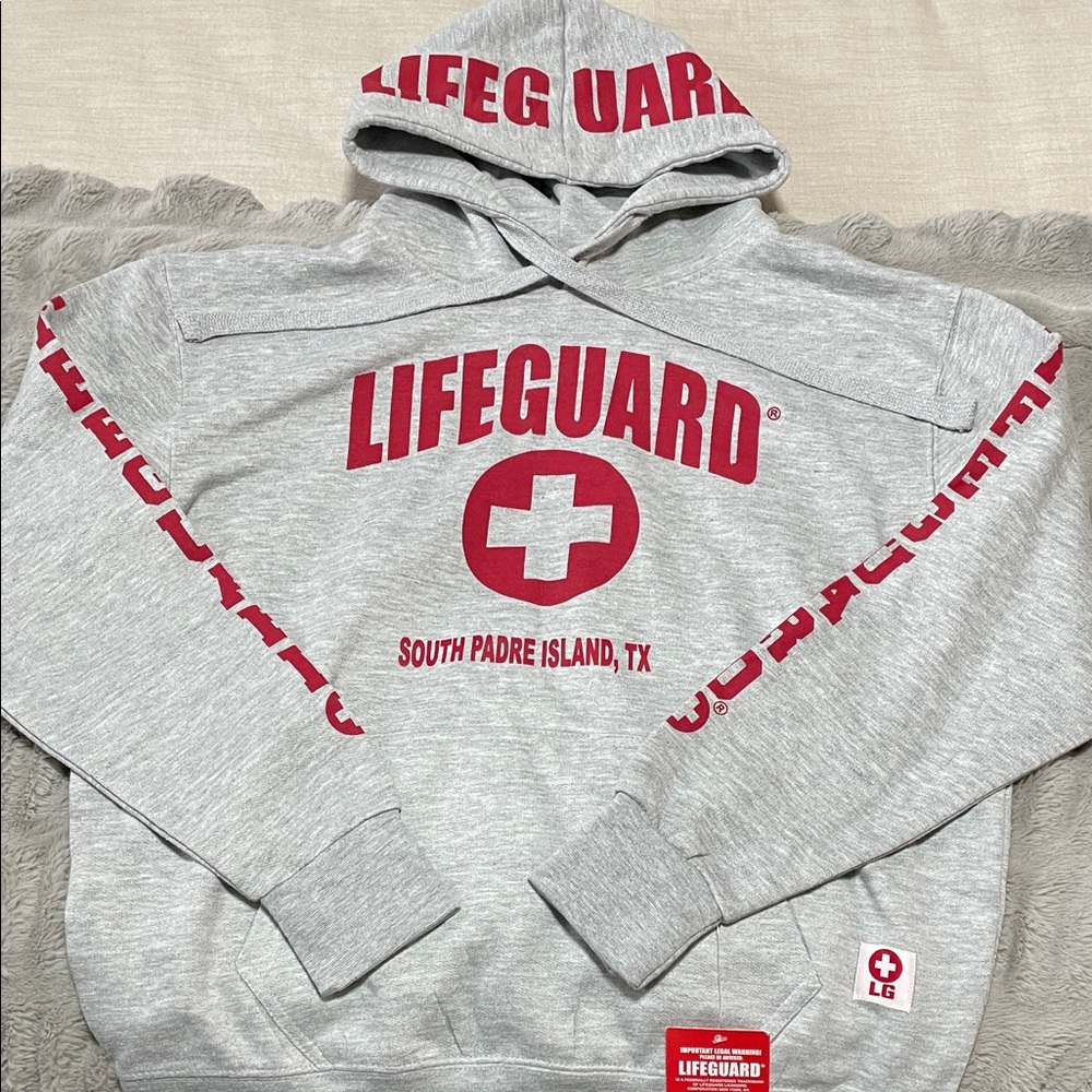 Lifeguard Heather Gray Hoodie with Red Details